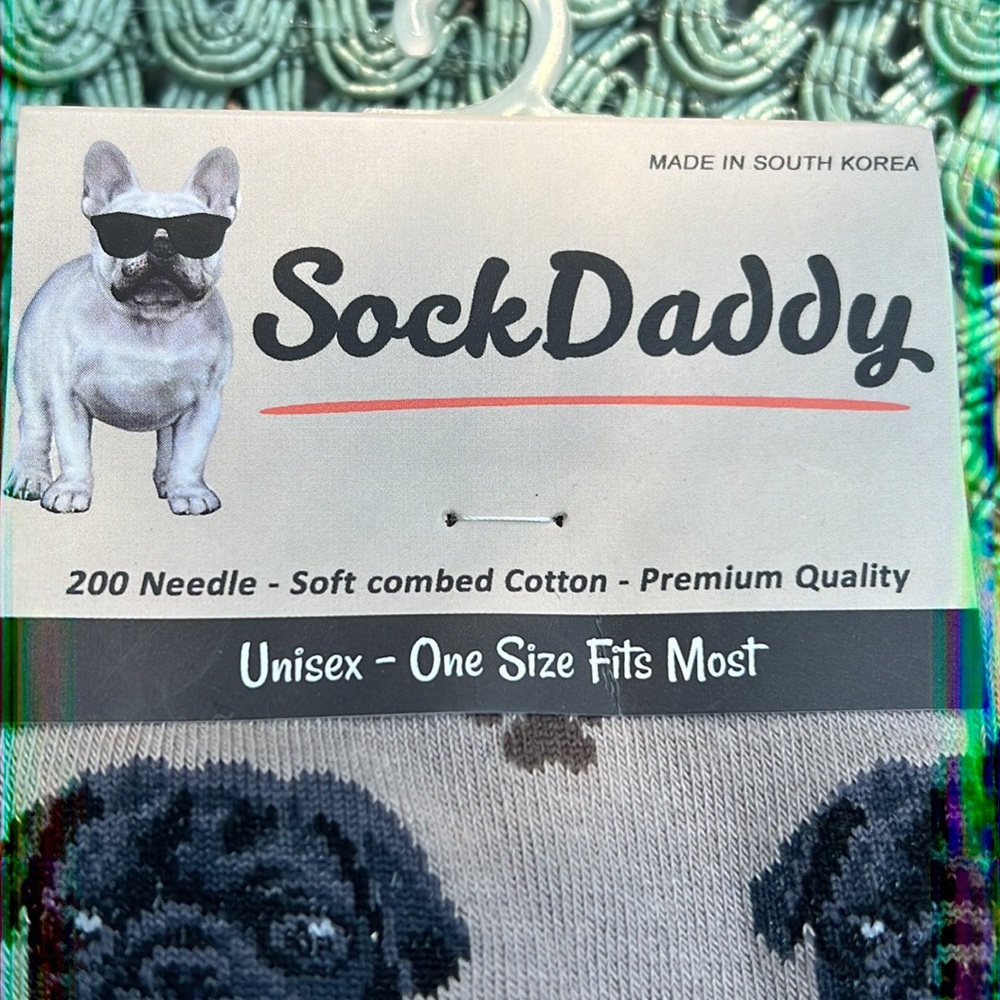 Brand new w/ tag SOCK DADDY Brand Black Pug Unisex Crew Socks. - Picture 6 of 7